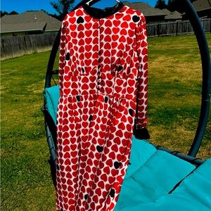 Unique vintage inspired dress with red and black hearts